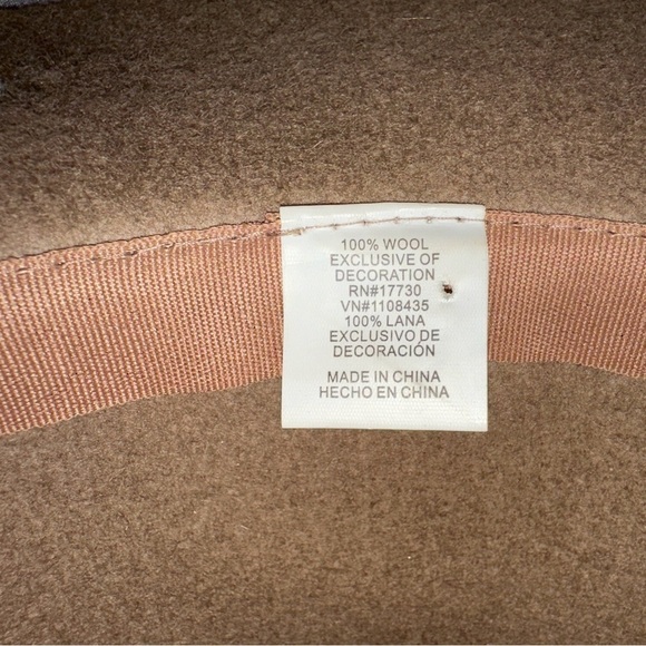 Wide Brim Hat Womens Tan Wool Embroidered Floral Country Cowgirl Y2K Boho Rodeo - Picture 9 of 9